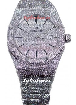 Audemars Piguet Royal Oak 15400 Iced Out Stick Dial in Stainles Steel Casing Swiss Replica Watch
