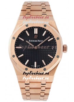 Audemars Piguet Royal Oak 37MM Black Dial Rose Gold Watch in 3120 Movement - 1:1 Mirror Replica