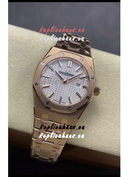 Audemars Piguet Royal Oak 33MM 904L Rose Gold White Dial 1:1 Mirror Replica Watch