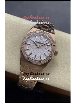 Audemars Piguet Royal Oak 33MM 904L Rose Gold White Dial 1:1 Mirror Replica Watch