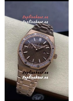 Audemars Piguet Royal Oak 33MM 904L Rose Gold Brown Dial 1:1 Mirror Replica Watch