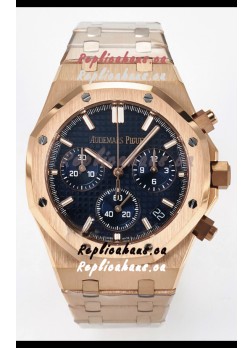 Audemars Piguet Royal Oak Super Clone - Black Dial Rose Gold Casing 41MM