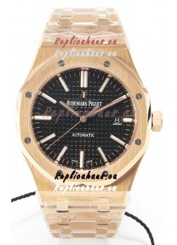 Audemars Piguet Royal Oak 15400 41MM Rose Gold Black Dial Super Clone Replica Watch 