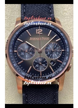 Audemars Piguet CODE 11.59 Chronograph Swiss Replica Watch in Rose Gold Casing Black Dial