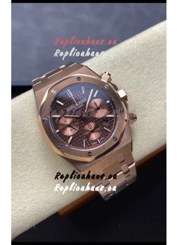 Audemars Piguet Royal Oak Super Clone - Rose Gold Casing Brown Dial in 41MM
