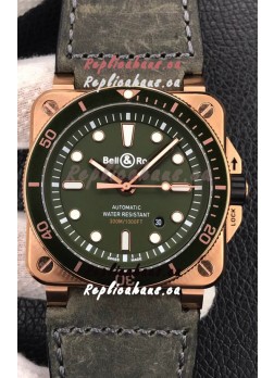 Bell & Ross BR03-92 Diver Rose Gold Green Dial Swiss Replica Watch 1:1 Mirror Replica