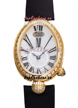 Breguet Reine De Naples Ladies Yellow Gold Black Fabric Swiss 1:1 Edition Replica Watch