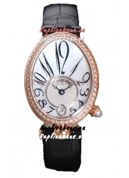 Breguet Reine De Naples Ladies Rose Gold Black Leather Swiss 1:1 Edition Replica Watch