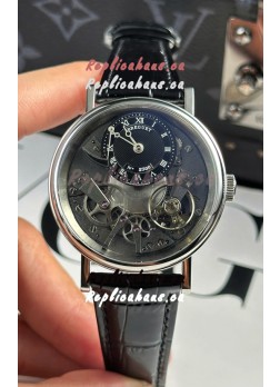 Breguet Tradition 7057BR/R9/9W6 Steel Casing Single Tourbillon Swiss Replica Black Strap Watch