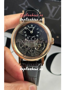 Breguet Tradition 7057BR/R9/9W6 Rose Gold Casing Single Tourbillon Swiss Replica Black Strap Watch