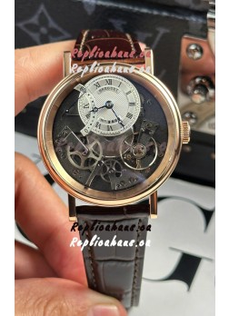 Breguet Tradition 7057BR/R9/9W6 Rose Gold Casing Single Tourbillon Swiss Replica Brown Strap Watch