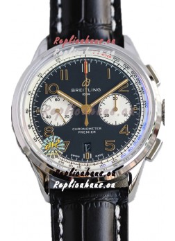 Breitling Premier B01 Chronograph 42 Edition Steel Casing Blue Dial - 1:1 Mirror Replica Watch