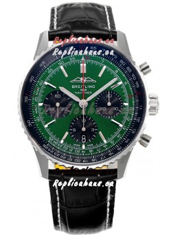 Breitling Navitimer B01 Chronograph 43 Green Dial - 904L Steel Casing 1:1 Mirror Swiss Replica