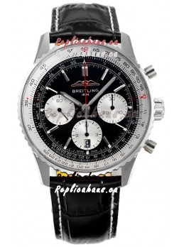 Breitling Navitimer B01 Chronograph 43 Black Dial - 904L Steel Casing 1:1 Mirror Swiss Replica