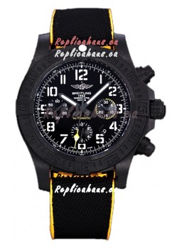 Breitling Avenger Hurricane Chronograph Black Dial Yellow Rimmed Nylon - DLC Coating Swiss Replica Watch