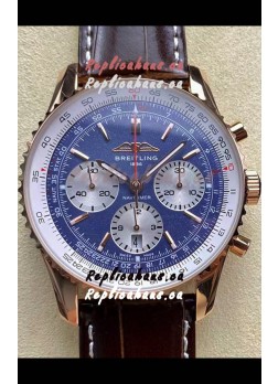 Breitling Navitimer B01 Chronograph 43 Blue Dial - Rose Gold Plated Casing 1:1 Mirror Swiss Replica