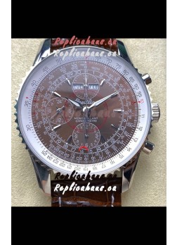 Breitling Montbrilliant Superclone Replica Watch in Brown Dial - 904L Steel Case