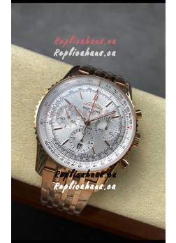 Breitling Navitimer B01 Chronograph 43 White Dial - Rose Gold Plated Casing 1:1 Mirror Swiss Replica