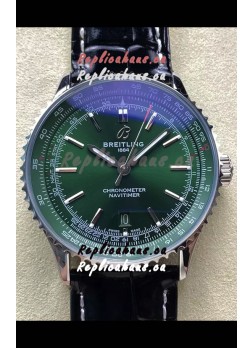 Breitling Navitimer 1 Automatic Swiss Replica Watch in Green Dial - Leather Strap