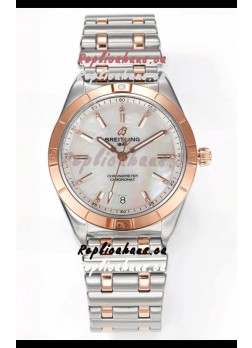 Breitling Chronomat 36MM 2 Tone Rose Gold Casing 1:1 Mirror Replica Watch Pearl Dial