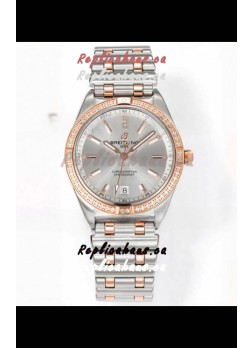 Breitling Chronomat 36MM 2 Tone Rose Gold Casing 1:1 Mirror Replica Watch Steel Dial