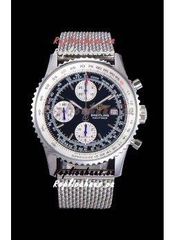 Breitling Navitimer Chronograph 41MM Swiss Replica Watch in 904L Steel Casing - Mesh Steel Strap