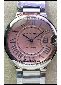 Ballon De Cartier Swiss Automatic 1:1 Mirror Quality 36MM in Stainless Steel Pink Dial