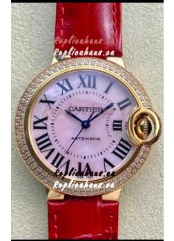 Ballon De Cartier Swiss Automatic 1:1 Mirror Quality 33MM in Rose Gold Pink Pearl Dial