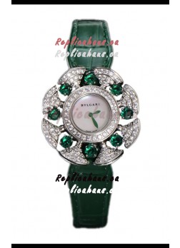 Bvlgari Divas's Dream Edition Watch in Steel Casing - Diamonds Paved Bezel Swiss Replica