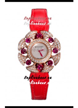 Bvlgari Divas's Dream Edition Watch in Rose Gold Casing - Diamonds Paved Dial Swiss Replica