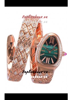 Bvlgari Serpenti Edition Rose Gold Casing Green Dial Watch in 1:1 Mirror Quality