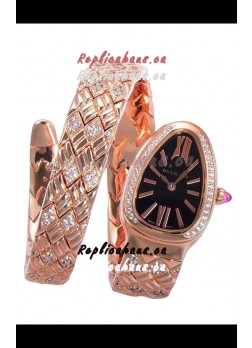 Bvlgari Serpenti Edition Rose Gold Casing Black Dial Watch in 1:1 Mirror Quality