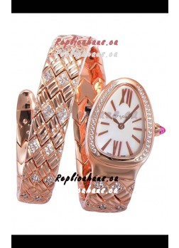 Bvlgari Serpenti Edition Rose Gold Casing White Dial Watch in 1:1 Mirror Quality