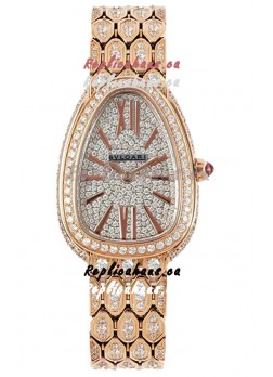 Bvlgari Serpenti Seduttori Edition Watch in Diamonds Paved Yellow Gold Casing - 1:1 Mirror Replica