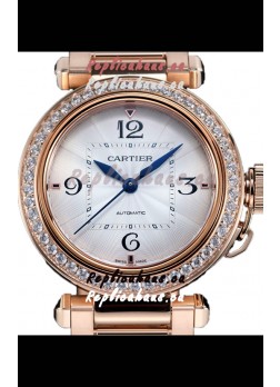 Pasha De Cartier 1:1 Mirror Quality Automatic Swiss Replica Watch 35MM Rose Gold