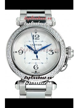 Pasha De Cartier 1:1 Mirror Quality Automatic Swiss Replica Watch 35MM Stainless Steel 