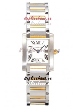 Cartier Tank Francaise Yellow Gold Two Tone Swiss Quartz Replica Watch 25.70MM