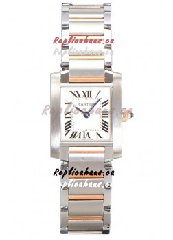 Cartier Tank Francaise Rose Gold Two Tone Swiss Quartz Replica Watch 25.70MM
