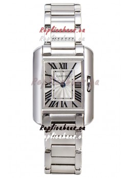 Cartier Tank Anglaise Steel Casing in Steel Strap Swiss Quartz Watch 30MM