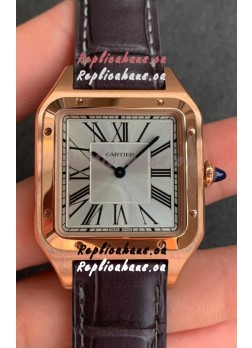 Cartier Santos Dumont 1:1 Mirror Swiss Replica Watch in Rose Casing Gold Steel Dial 42MM