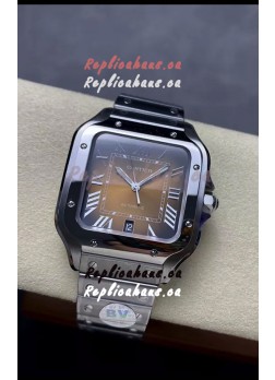 Cartier Santos De Cartier 904L Steel Brown Dial 1:1 Mirror Replica - 40MM Stainless Steel Watch