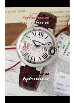 Ballon De Cartier Swiss Automatic 1:1 Mirror Quality Brown Strap 33MM in Steel Casing 