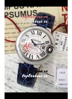 Ballon De Cartier Swiss Automatic 1:1 Mirror Quality Blue Strap 33MM in Steel Casing