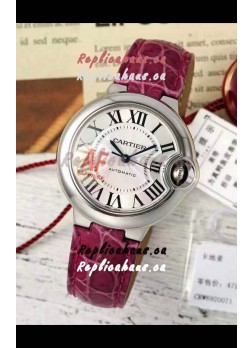Ballon De Cartier Swiss Automatic 1:1 Mirror Quality Pink Strap 33MM in Steel Casing