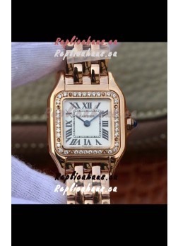 Cartier PANTHERE Edition 1:1 Mirror Swiss Watch Rose Gold White Dial - Diamonds Bezel