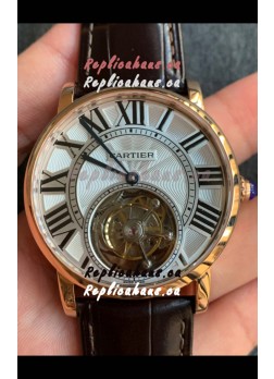 Rotonde De Cartier Flying Tourbillon Swiss Replica Watch in Yellow Gold Super Clone Watch
