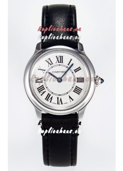 Ronde De Cartier Super Clone 29MM Swiss Replica Watch in Silver-Plated White Dial