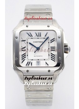 Cartier Santos De Cartier 904L Steel White Dial Super Clone Replica 40MM Watch 