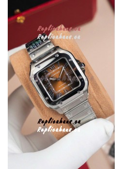 Cartier Santos De Cartier 904L Steel Brown Dial 1:1 Mirror Replica - 35MM Stainless Steel Watch