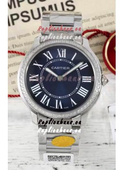 Cartier Ronde Must 36MM Swiss Quartz Blue Dial 1:1 Mirror Swiss Replica Watch 